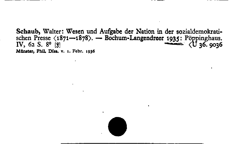 [Katalogkarte Dissertationenkatalog bis 1980]