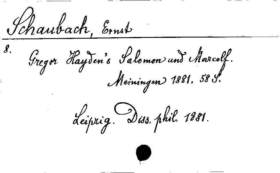 [Katalogkarte Dissertationenkatalog bis 1980]