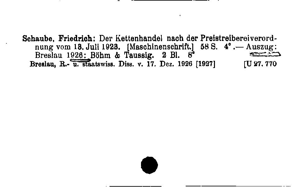 [Katalogkarte Dissertationenkatalog bis 1980]