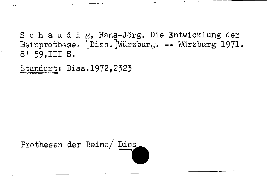 [Katalogkarte Dissertationenkatalog bis 1980]