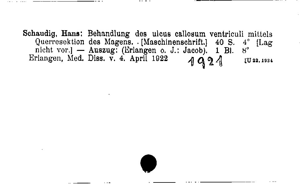 [Katalogkarte Dissertationenkatalog bis 1980]