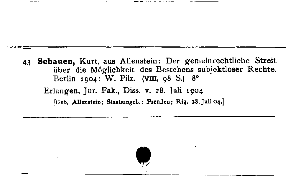 [Katalogkarte Dissertationenkatalog bis 1980]