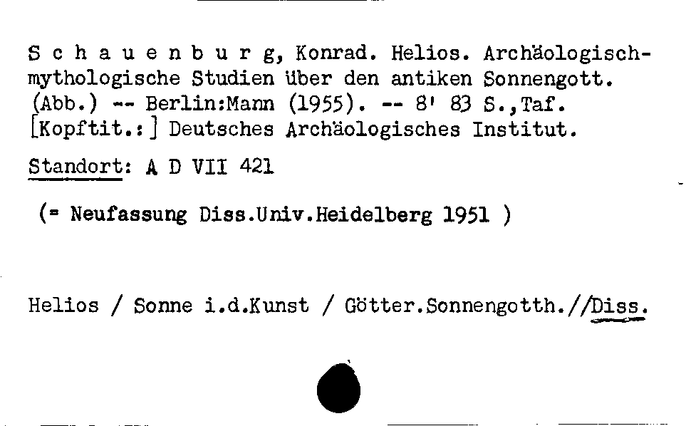 [Katalogkarte Dissertationenkatalog bis 1980]