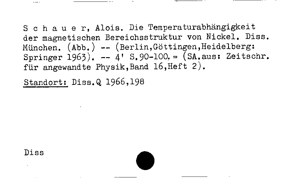 [Katalogkarte Dissertationenkatalog bis 1980]