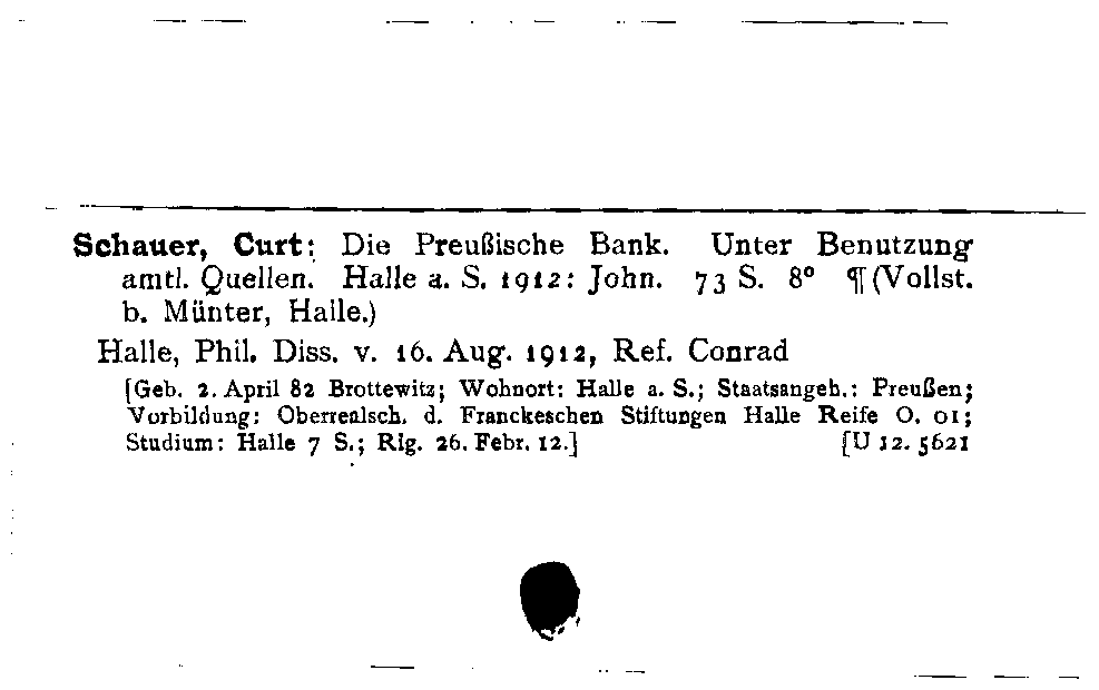 [Katalogkarte Dissertationenkatalog bis 1980]