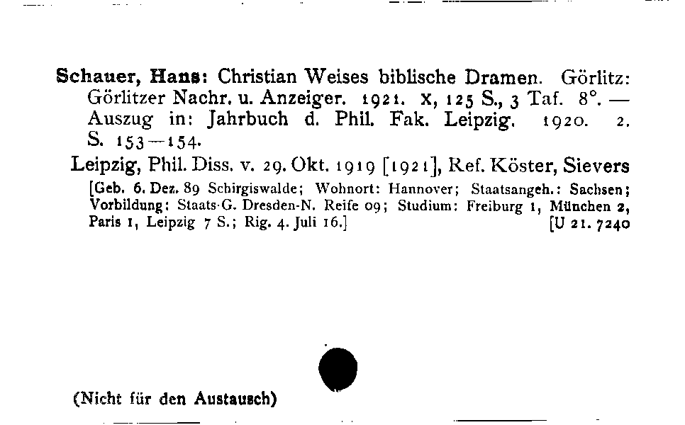 [Katalogkarte Dissertationenkatalog bis 1980]