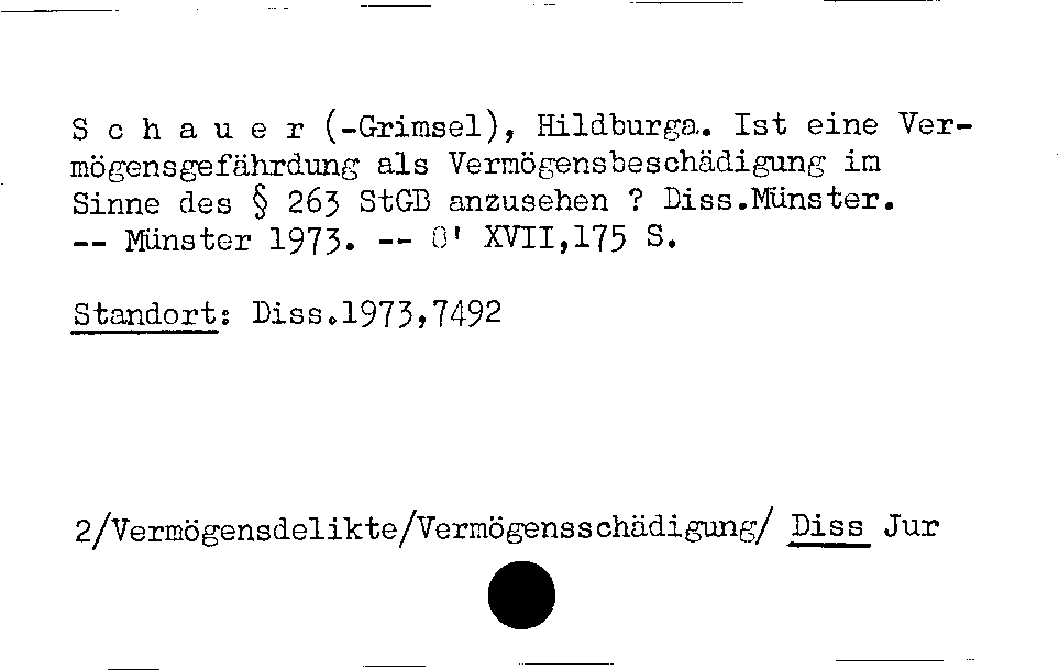 [Katalogkarte Dissertationenkatalog bis 1980]