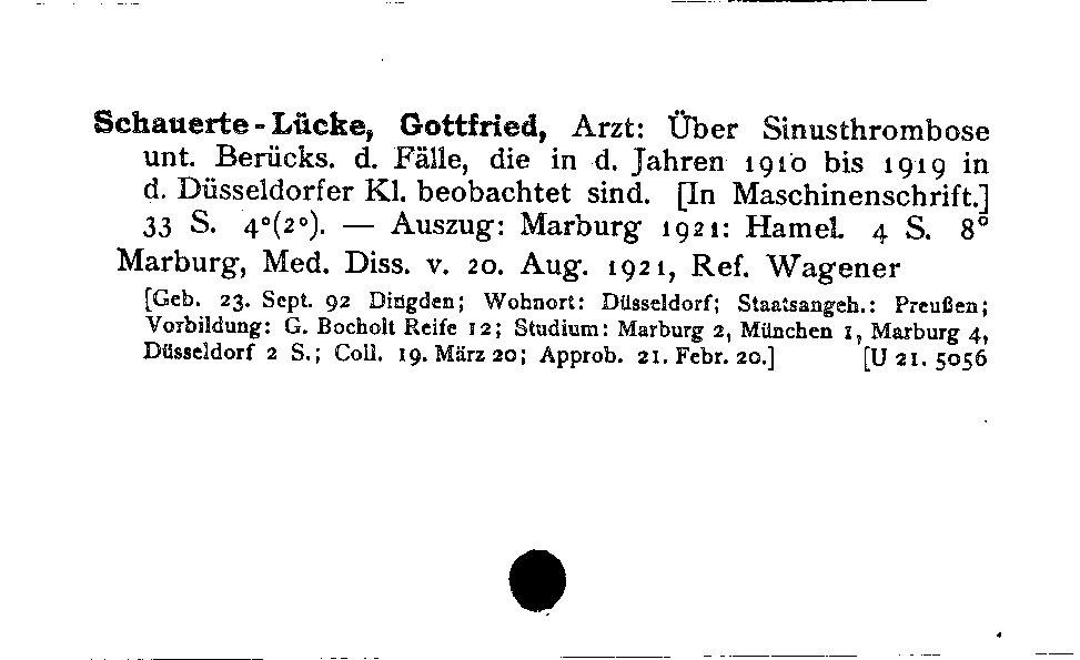 [Katalogkarte Dissertationenkatalog bis 1980]