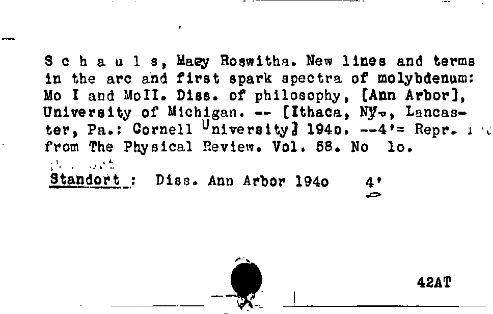 [Katalogkarte Dissertationenkatalog bis 1980]