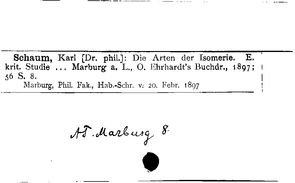 [Katalogkarte Dissertationenkatalog bis 1980]