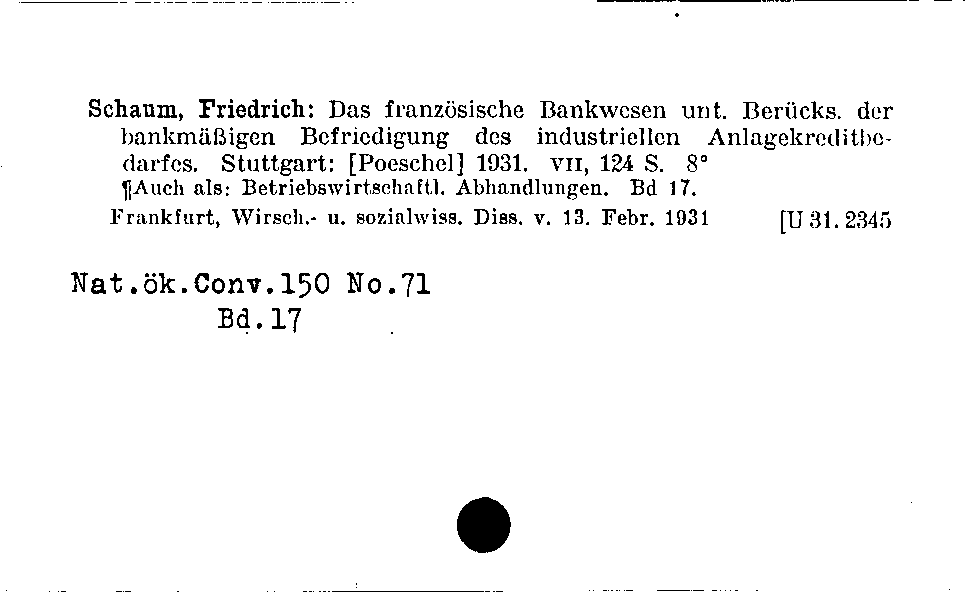 [Katalogkarte Dissertationenkatalog bis 1980]
