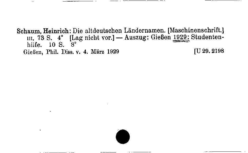 [Katalogkarte Dissertationenkatalog bis 1980]
