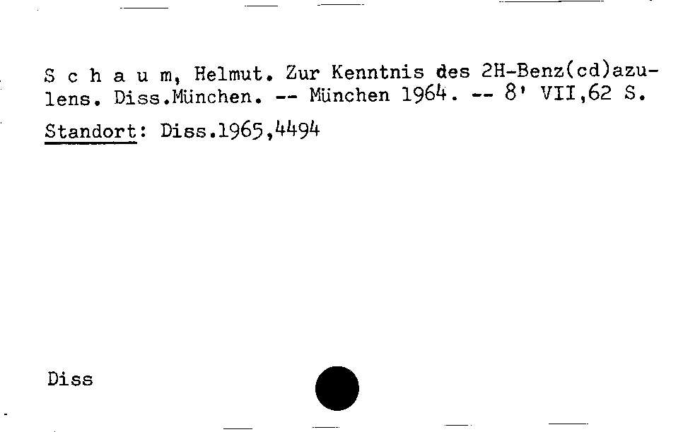 [Katalogkarte Dissertationenkatalog bis 1980]