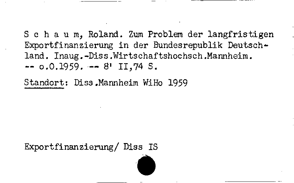 [Katalogkarte Dissertationenkatalog bis 1980]