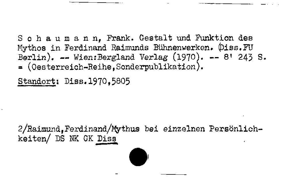 [Katalogkarte Dissertationenkatalog bis 1980]
