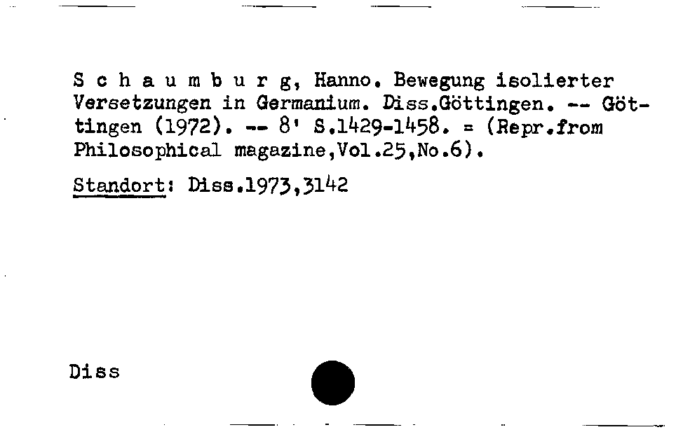 [Katalogkarte Dissertationenkatalog bis 1980]