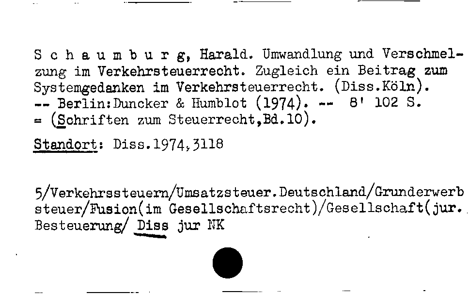 [Katalogkarte Dissertationenkatalog bis 1980]