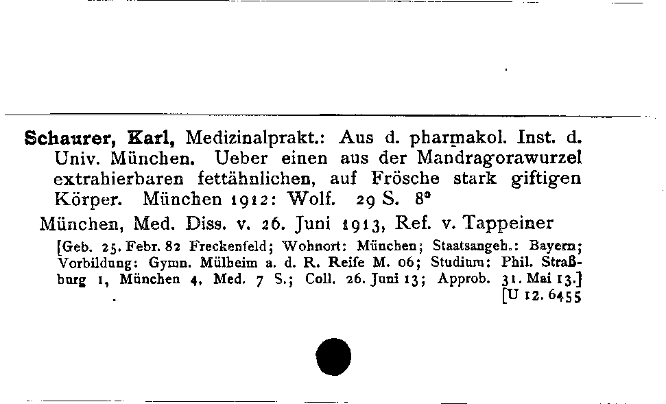 [Katalogkarte Dissertationenkatalog bis 1980]