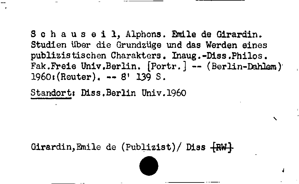 [Katalogkarte Dissertationenkatalog bis 1980]