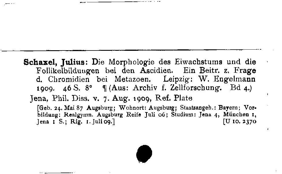 [Katalogkarte Dissertationenkatalog bis 1980]