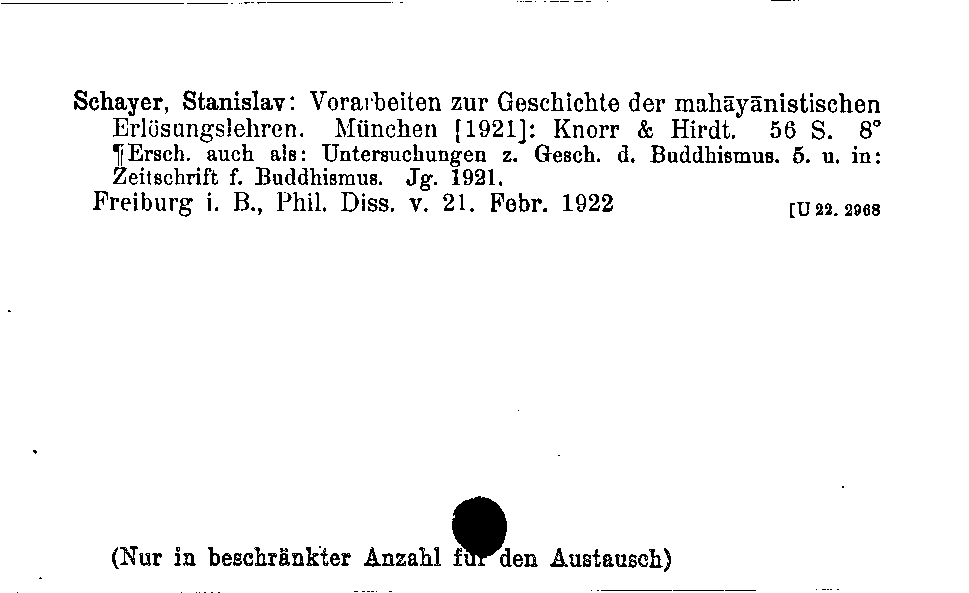 [Katalogkarte Dissertationenkatalog bis 1980]