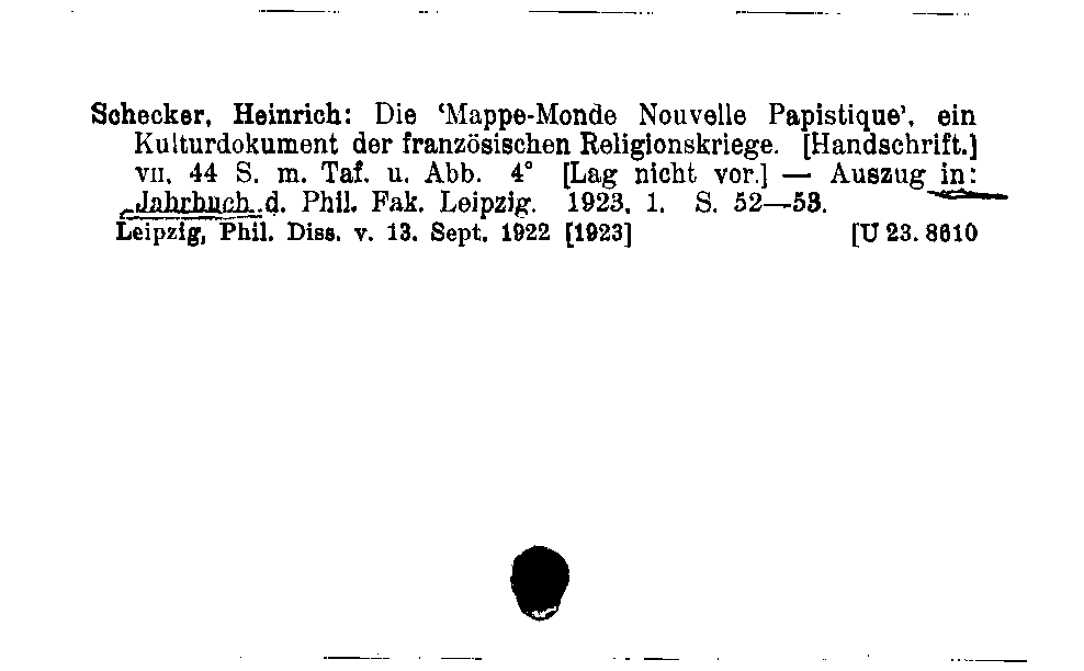 [Katalogkarte Dissertationenkatalog bis 1980]