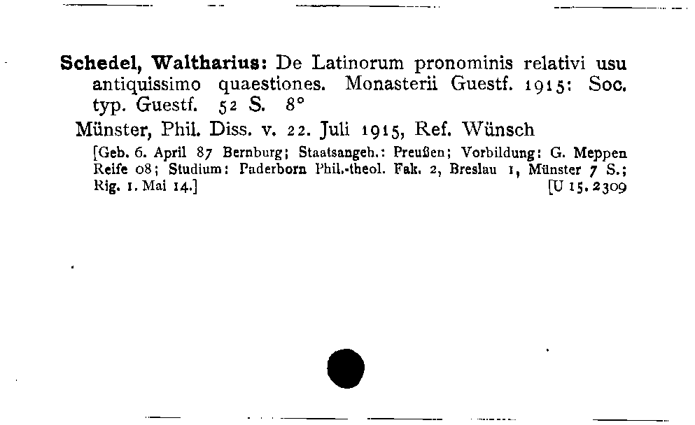 [Katalogkarte Dissertationenkatalog bis 1980]