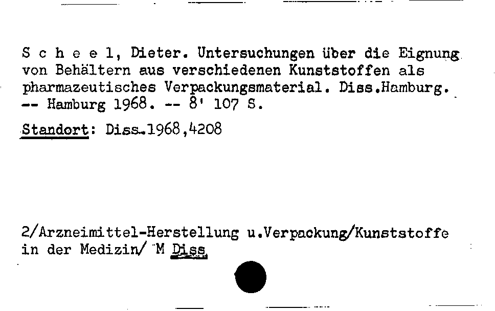 [Katalogkarte Dissertationenkatalog bis 1980]