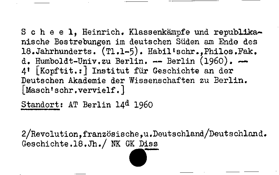 [Katalogkarte Dissertationenkatalog bis 1980]