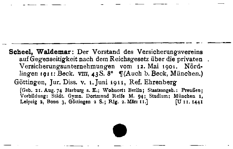 [Katalogkarte Dissertationenkatalog bis 1980]