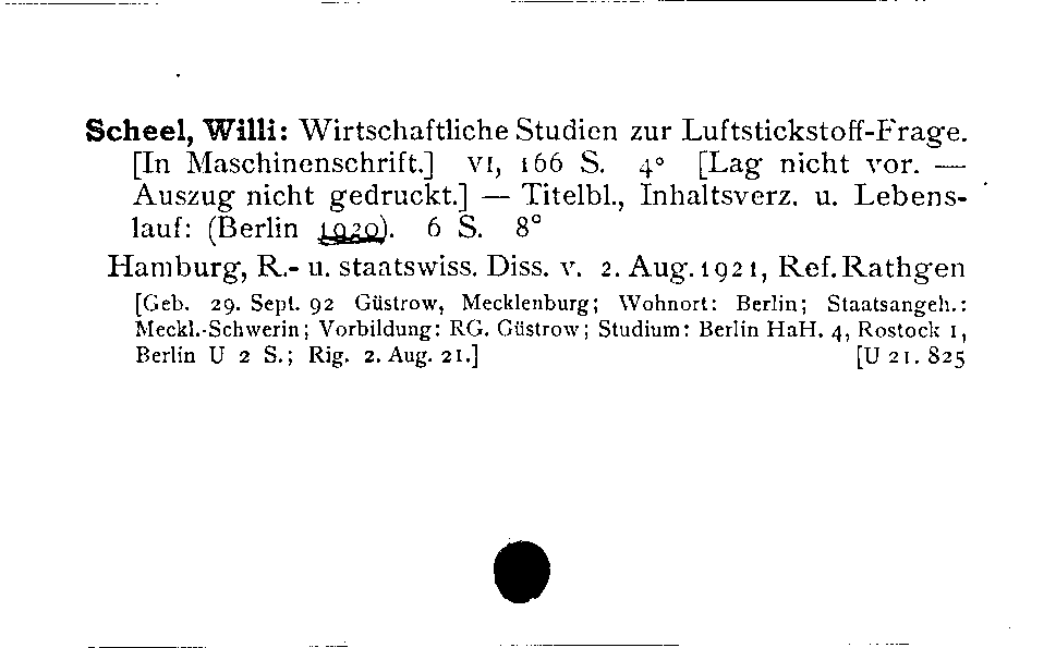 [Katalogkarte Dissertationenkatalog bis 1980]
