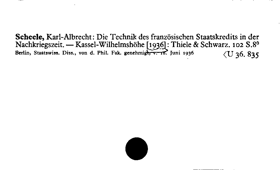 [Katalogkarte Dissertationenkatalog bis 1980]