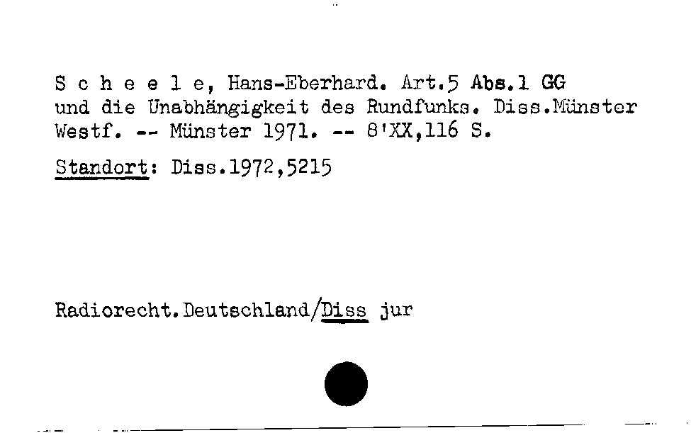 [Katalogkarte Dissertationenkatalog bis 1980]
