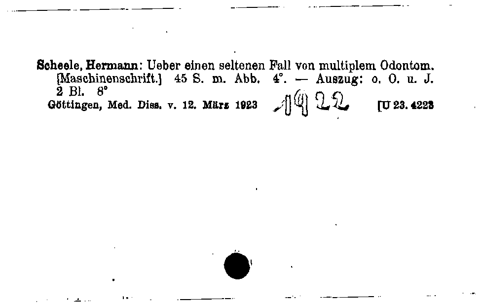 [Katalogkarte Dissertationenkatalog bis 1980]
