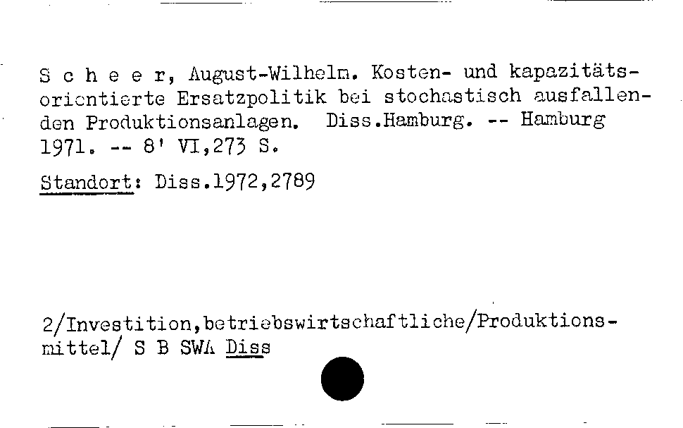 [Katalogkarte Dissertationenkatalog bis 1980]