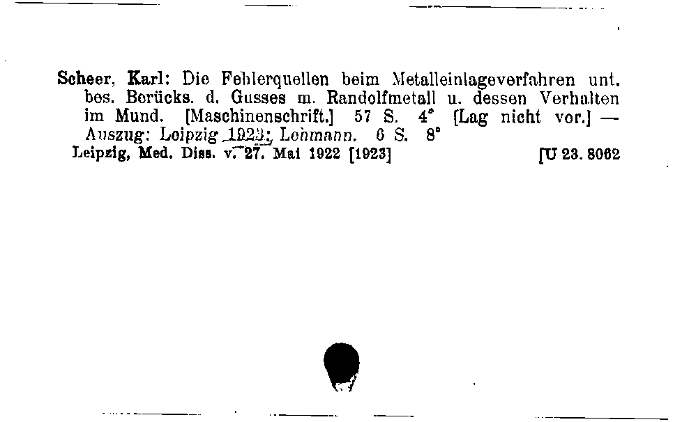 [Katalogkarte Dissertationenkatalog bis 1980]