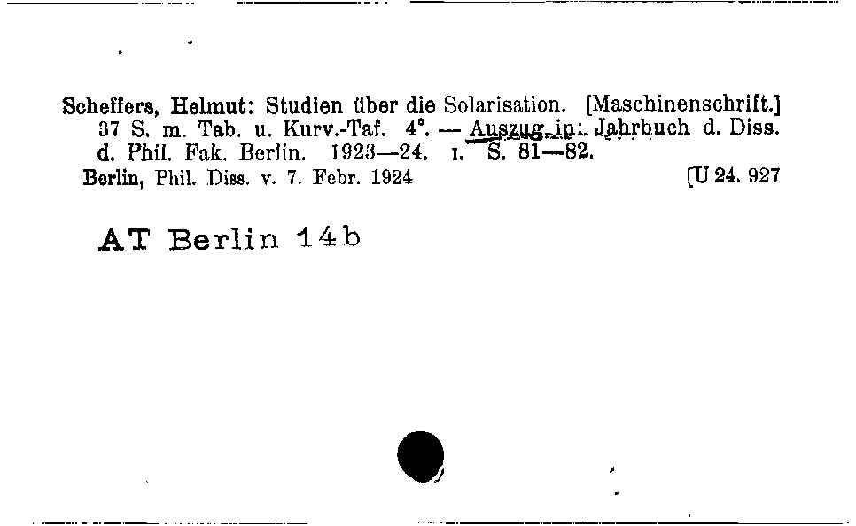 [Katalogkarte Dissertationenkatalog bis 1980]