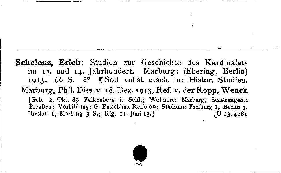 [Katalogkarte Dissertationenkatalog bis 1980]