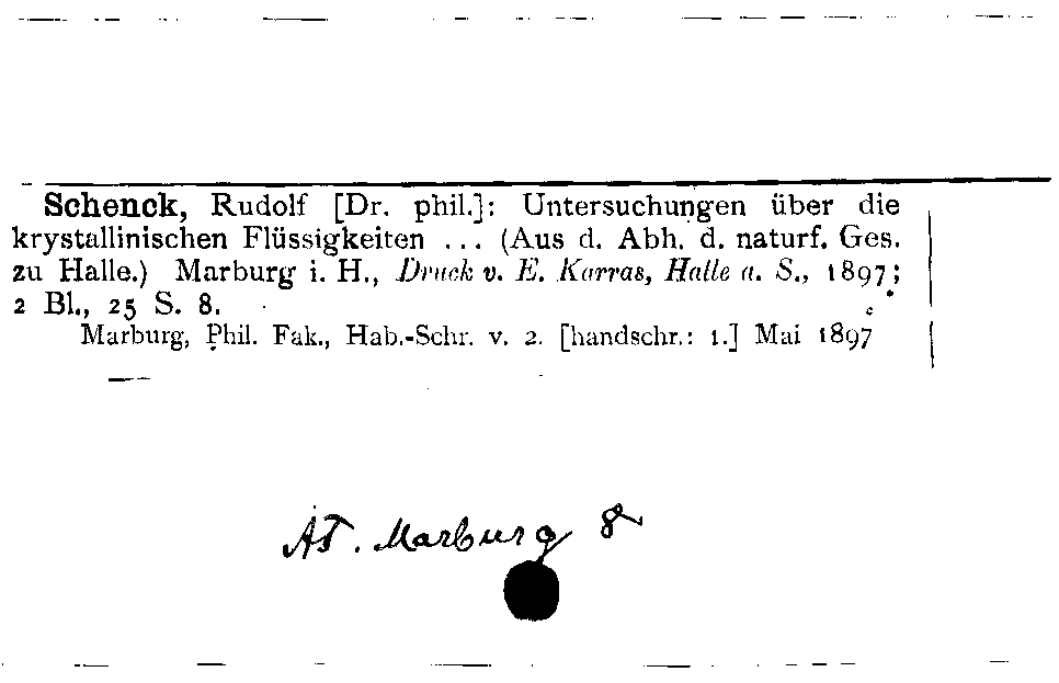 [Katalogkarte Dissertationenkatalog bis 1980]
