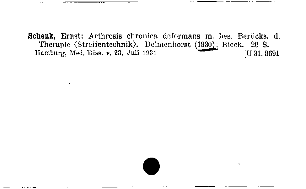 [Katalogkarte Dissertationenkatalog bis 1980]