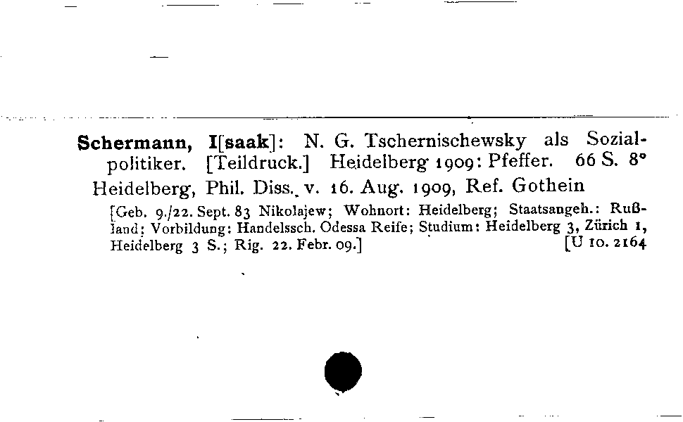 [Katalogkarte Dissertationenkatalog bis 1980]
