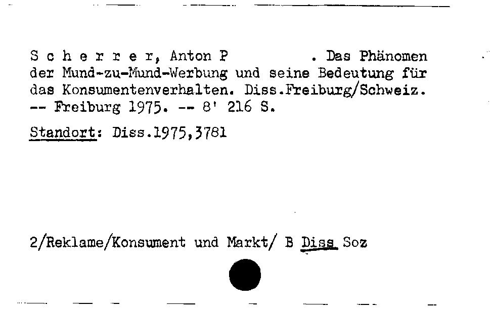 [Katalogkarte Dissertationenkatalog bis 1980]