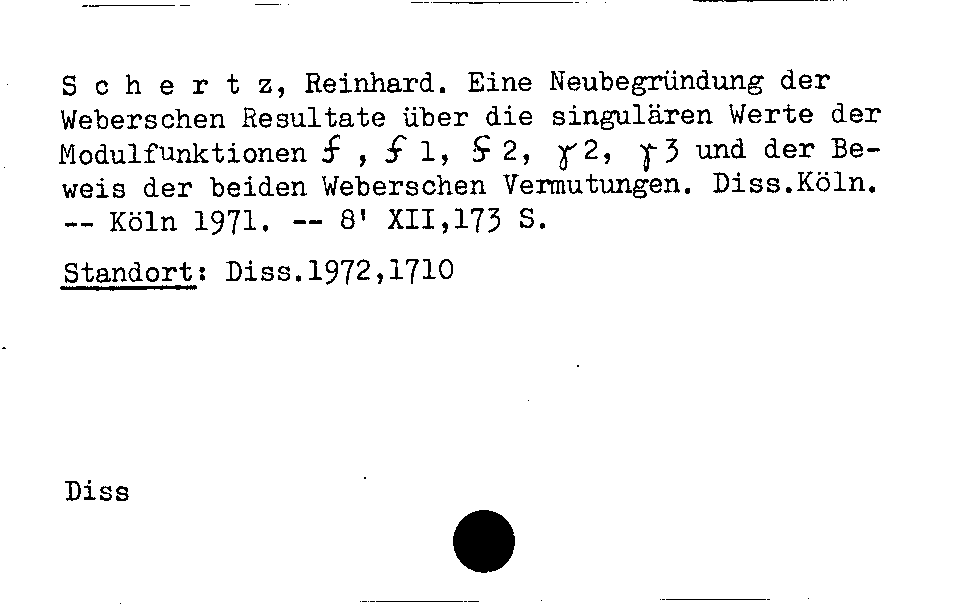 [Katalogkarte Dissertationenkatalog bis 1980]