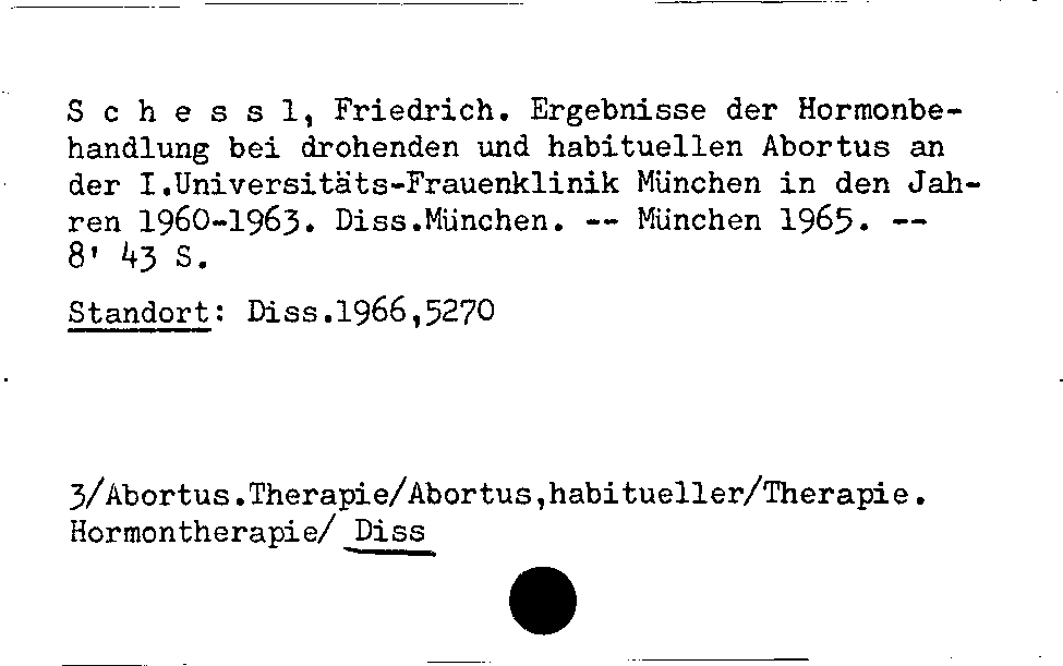 [Katalogkarte Dissertationenkatalog bis 1980]