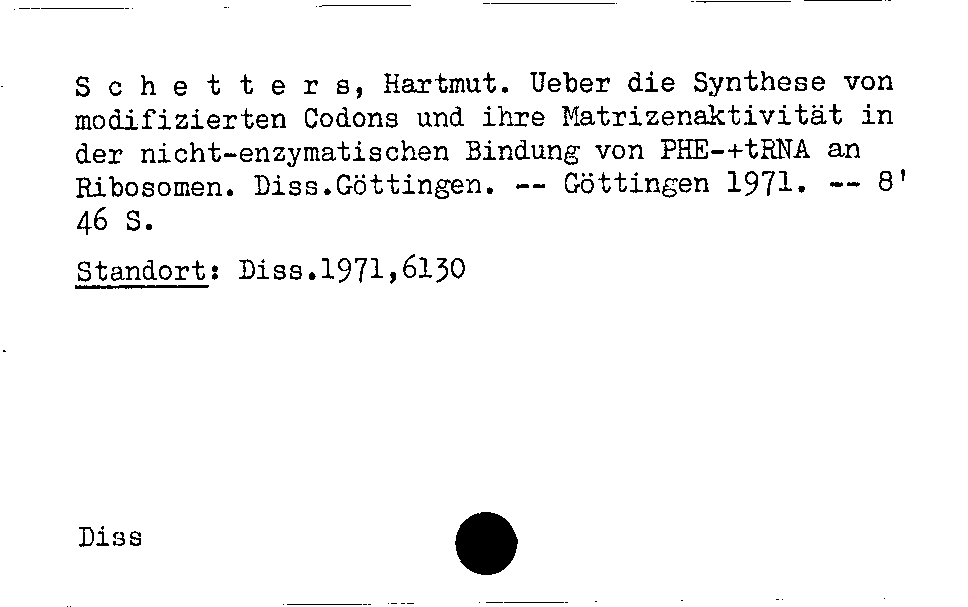 [Katalogkarte Dissertationenkatalog bis 1980]
