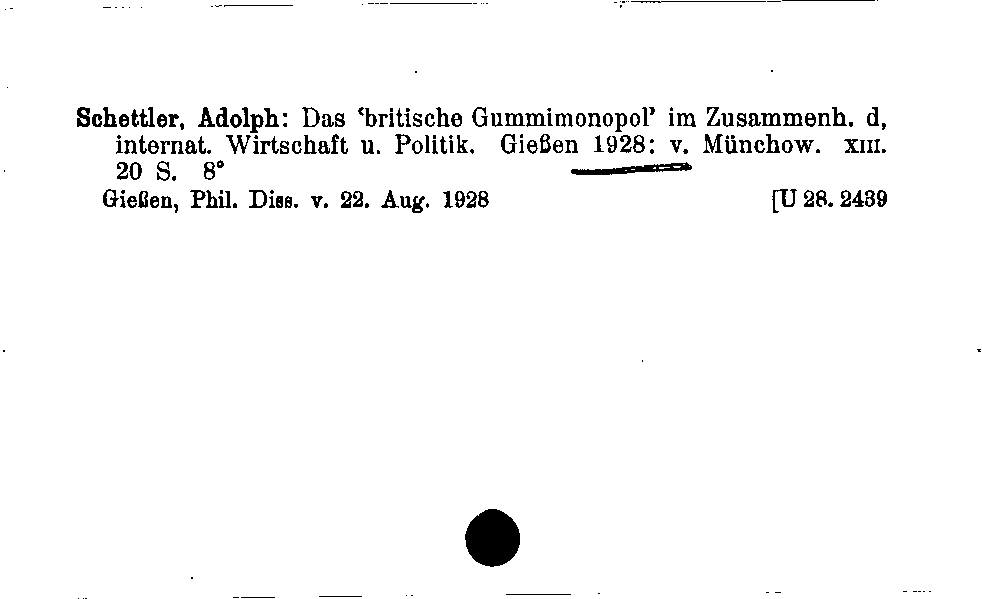 [Katalogkarte Dissertationenkatalog bis 1980]