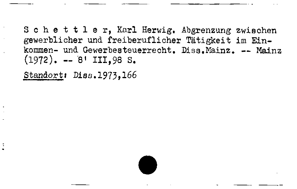 [Katalogkarte Dissertationenkatalog bis 1980]