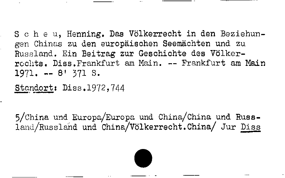 [Katalogkarte Dissertationenkatalog bis 1980]