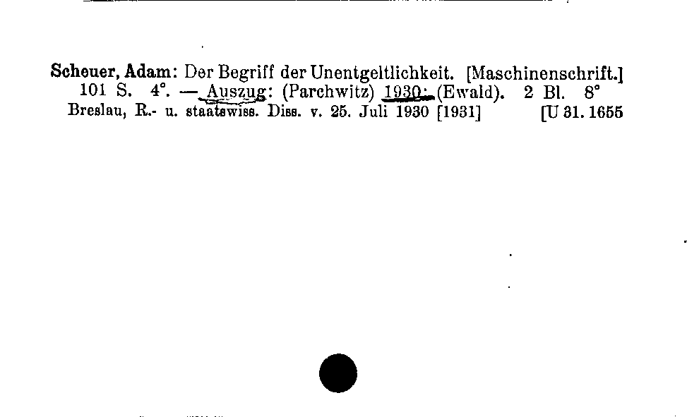 [Katalogkarte Dissertationenkatalog bis 1980]
