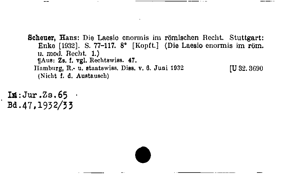 [Katalogkarte Dissertationenkatalog bis 1980]